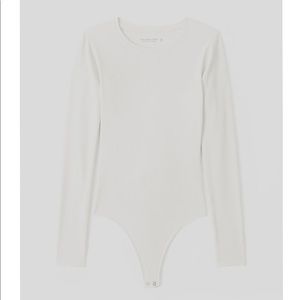 Long-Sleeve Ribbed Bodysuit - White